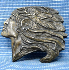 Native American Indian Chief Belt Buckle Vintage 70s Koleaco Garland TX .PCB898
