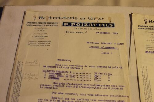 2 Letters & 1 Have P POIZAT FILS Wholesale Herbalism LYON VAISE 1932 - Picture 2 of 2