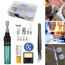 13PCS Gas Soldering Iron Cordless Butane Torch Welding Pen 1300°C Adjustable Set