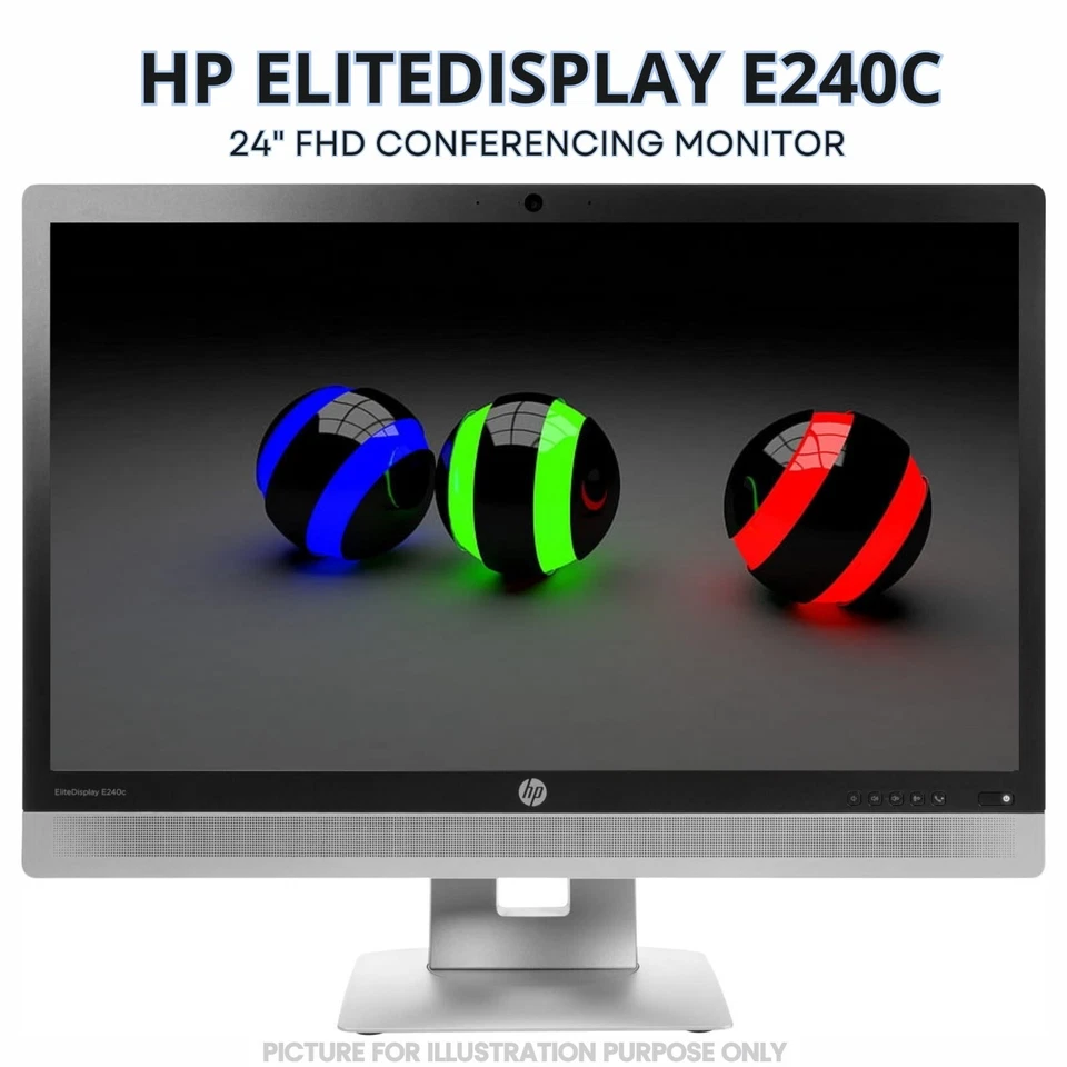 HP Elitedisplay E240c 24" FHD Video Conferencing Monitor, HD Webcam, 2W Speakers - Image 2 of 4