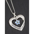 Silver Plated Forget Me Not Heart Necklace Birthday Gift Remember Forever Loved