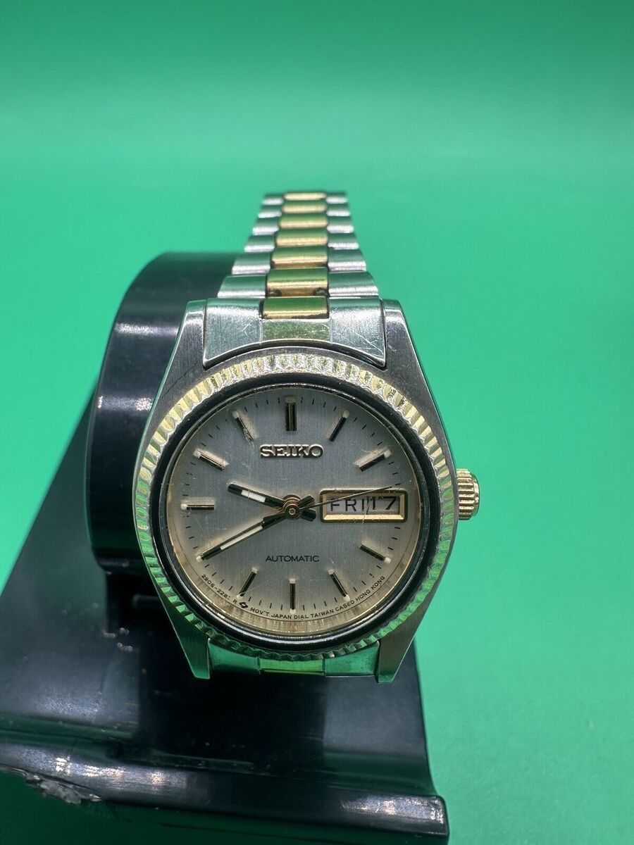 SEIKO Automatic Day/Date Silver/Gold Tone Ladies Watch 2906 SEIKO Automatic Day/Date Silver/Gold Tone Ladies Watch 2906