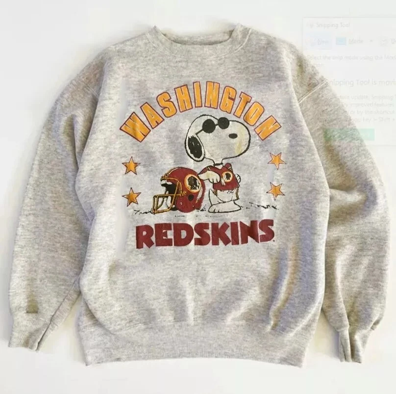 GILDAN NFL Washington Redskins Cartoon Graphic Ash Sweatshirt Unisex Men Women