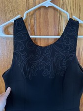 Vera Wang Black A Line Sleeveless Dress Swirl Floral Polyester 12