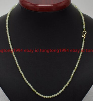 Beautiful Faceted 3mm Green Zircon Round Gemstone Beads Necklace 40-70cm