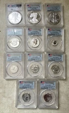 2018 All Silver 11 Coins PCGS First Strike Plus First Day Mercanti  All Perfect
