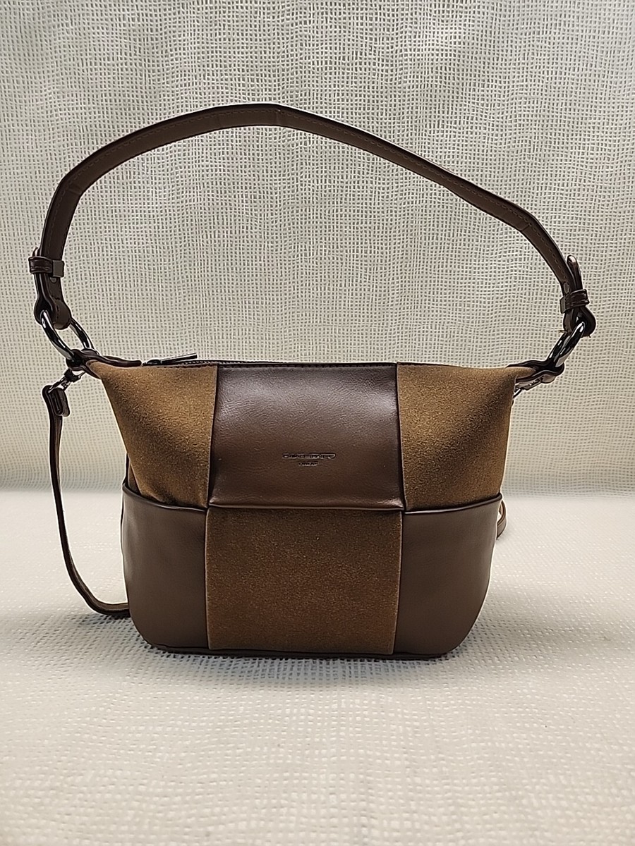 David Jones Paris Womens Brown Leather/Suade Shoulder/Crossbody