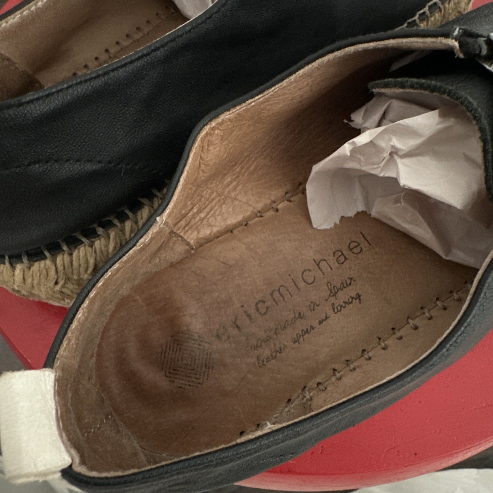 Eric Michael Platform Espadrilles Black Leather S… - image 7