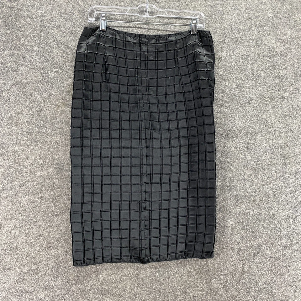 Leith Skirt Women M Medium Black Plaid Zipper A-Line Midi Mid Rise Casual - Image 2 of 4