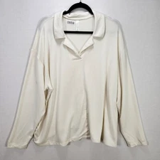 Stylus Pull Over Long Sleeve Shirt Women's Size 2XL Active Top Ivory Collard