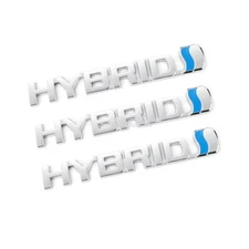 3X Chrome HYBRID Decal AUTO Trunk Badge Fender Side Car Emblem Stickers Decal