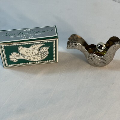 Vtg Avon Bottle Silver Dove Ornament Birds Of Paradise Perfume W
