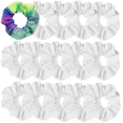 15 PCS White Scrunchies Tie-Dye Cotton Hairbands Hair Ties Women Girls