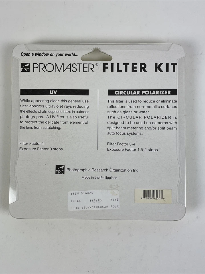 Promaster #1136 62mm Filter Kit: UV & Circular Polarizer New. Sealed - Image 2 of 4