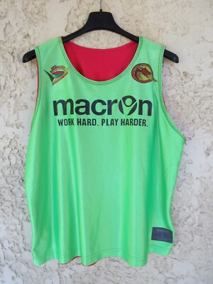 Maillot Training Dragons Catalans – Macron Rugby XIII, Réversible Rouge/vert, Taille L