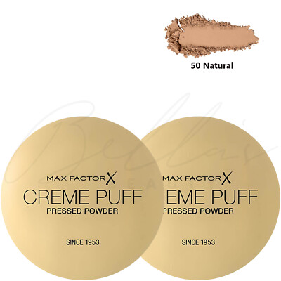 MAX FACTOR Creme Puff gepresster kompakter Gesichtspuder - 50 natürliche *2er Pack*