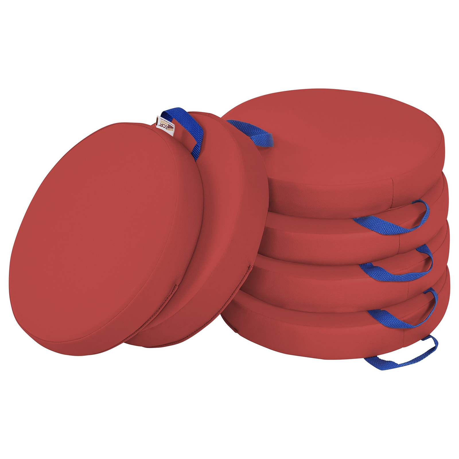 SoftZone Floor Cushions, Round, Flexible Seating, Red, 6-Piece