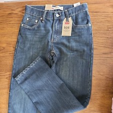 Levi's 505 Regular Denim Dark Blue Jeans Boys Size 14R 27x27 91R505 Whiskered