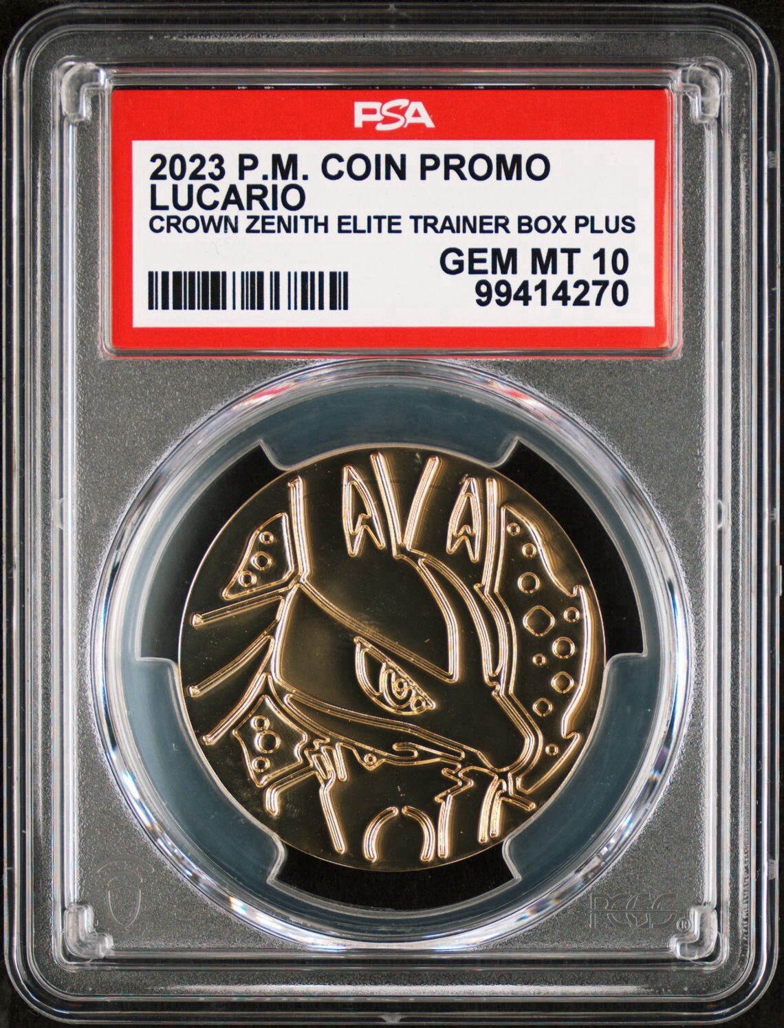 Lucario PSA 10 Metal Coin Crown Zenith Pokemon Center ETB Plus 2023