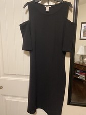 H&M womens open shoulder dress black L