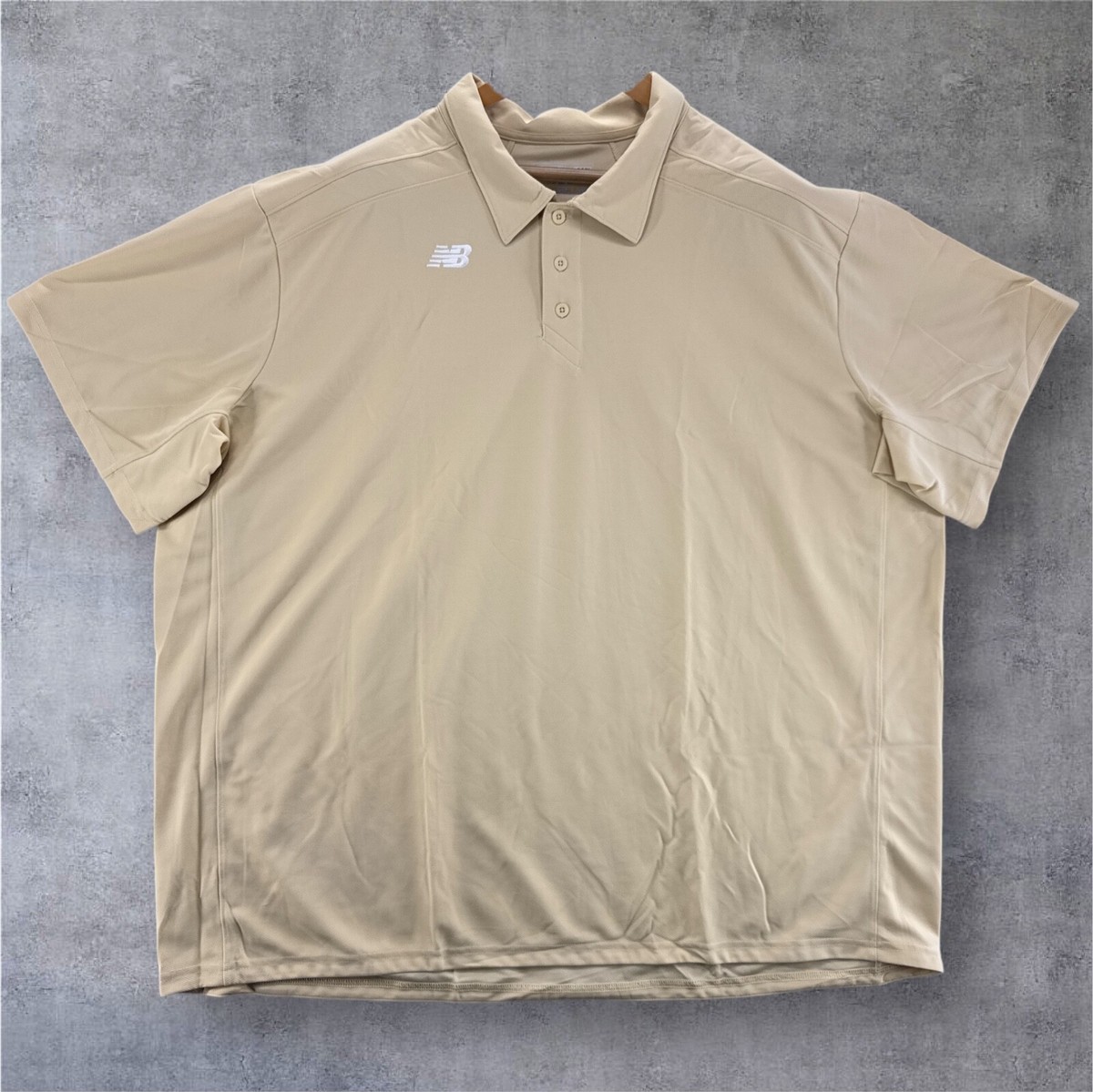 New Balance NB Dry Mens Performance Polo Shirt T Size 4XL Cream Tee