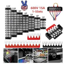US Dual Row 3-12 Positions 600V 15A Screw Terminal Block Terminal Barrier Strip