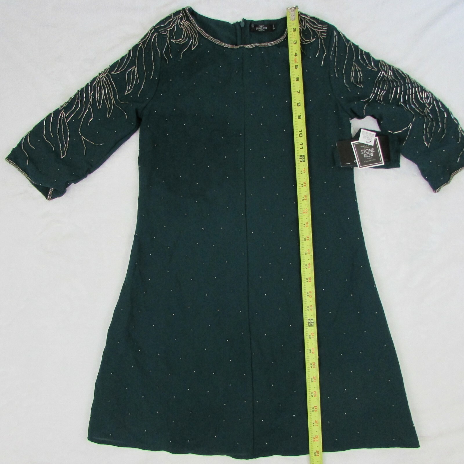 FILA Women's Volcom Stone Row Mini Dress Short Sleeve Dark Green Metal Accents Size S