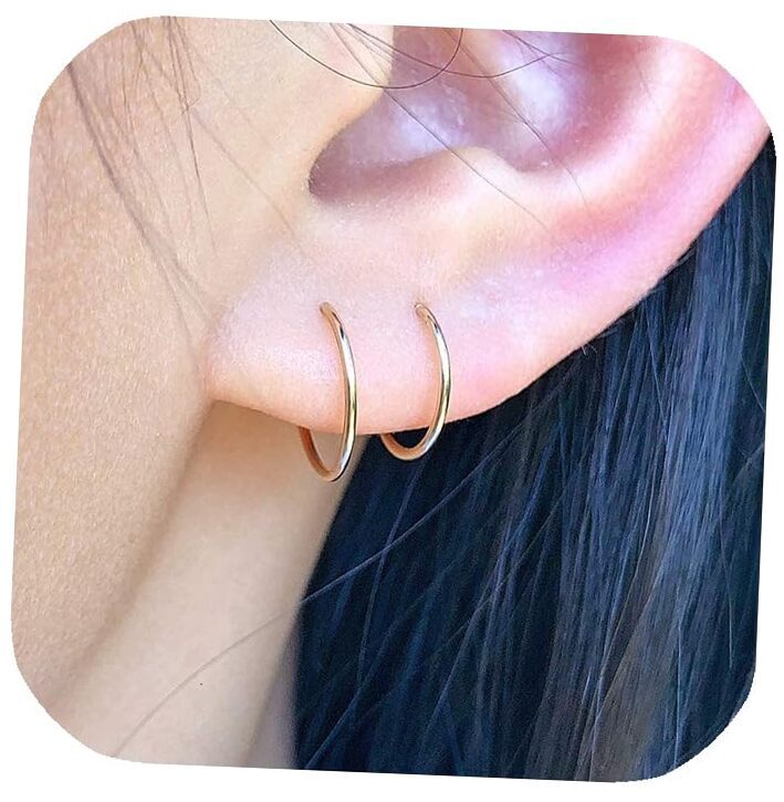 Hoop Earrings for Women Dainty Earrings, 14k Filled Gold 10mm 20 gauge/ 1 pair-image