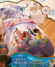 Disney Little Mermaid Find Your Voice Aquatic Outline Twin Comforter  Sheet Set