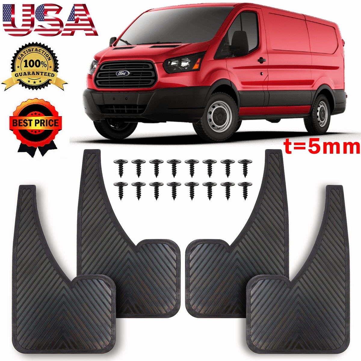 Rubber 5mm Splash Guard For Ford Transit Connect 14 thru 22 Mud