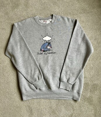 Official The Disney Store Eeyore Sweatshirt Pullover Grey Sweater