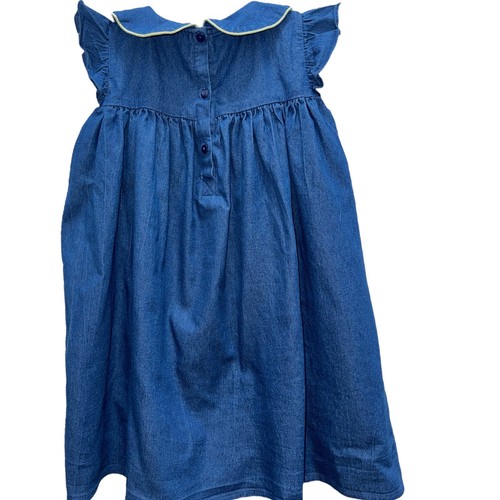 Busy Bees Smocks Girls Chambray Denim Lined Dress EUC Size 7 - Picture 2 of 4