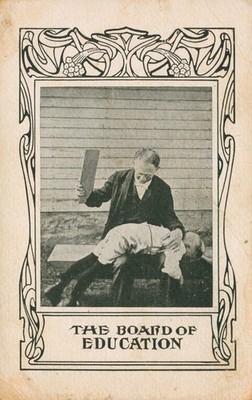 Vintage Spanking Postcard ''The Board of Education'' Humorous Art Nouveau
