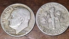 (2) 1950 Roosevelt Silver Dime 10C-Nice Toning