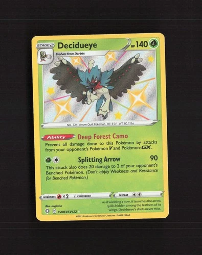 Decidueye SV003/SV122 Shining Fates Shiny Vault Rare Shiny Holo Pokemon Card LP+