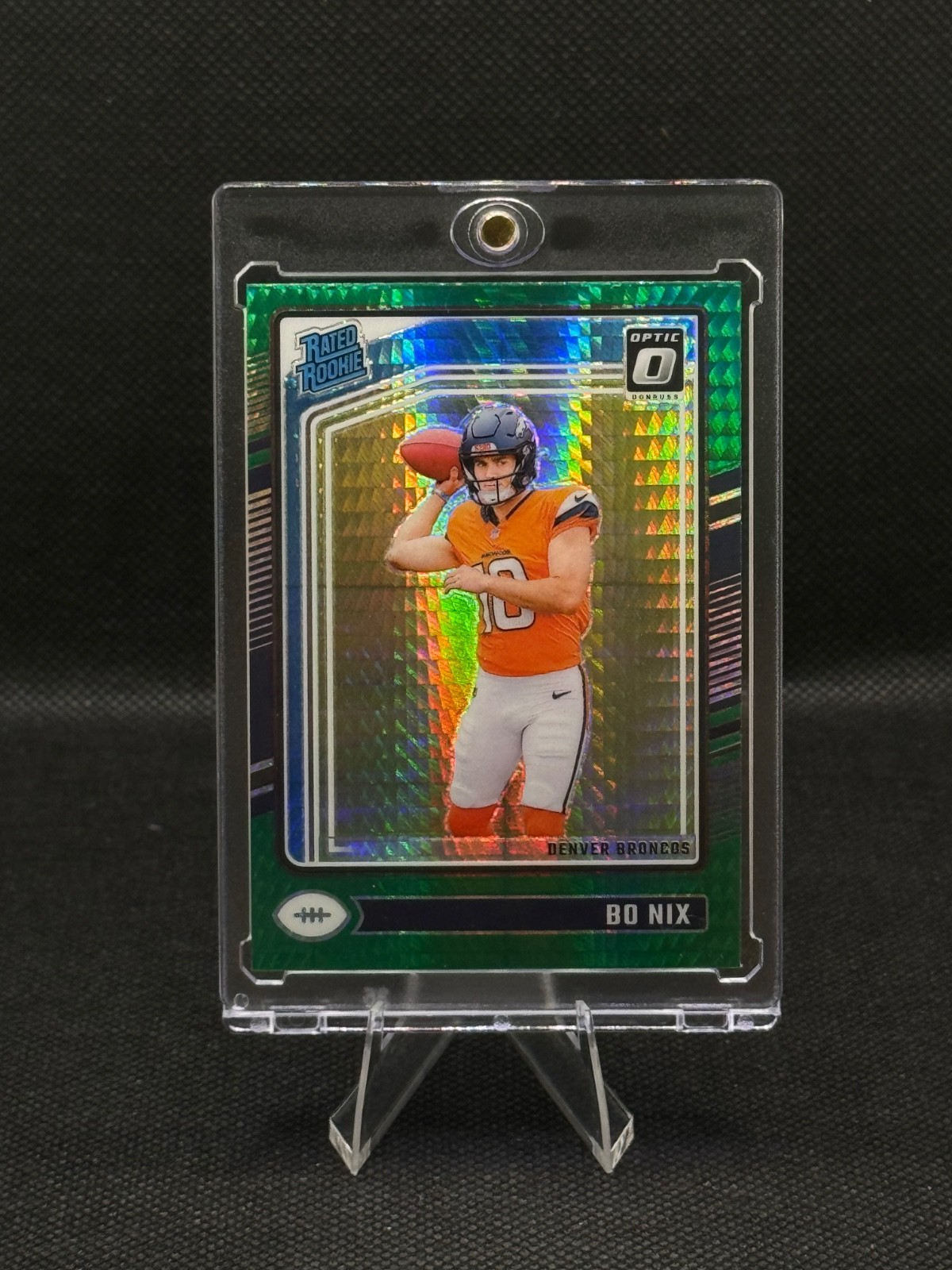 2024 Panini Donruss Optic - Rated Rookie Bo Nix #209 Green Hyper Prizm (RC)