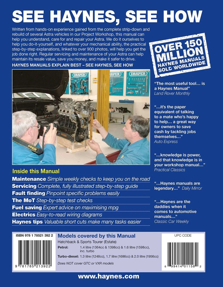 Vauxhall/Opel Astra (Dec 2009-2013) Haynes Repair Manual - Image 2 of 4