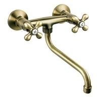 KüChenarmatur Wasserhahn KüChe Wandmontage Zweigriff SpüLtischarmatur Bronze