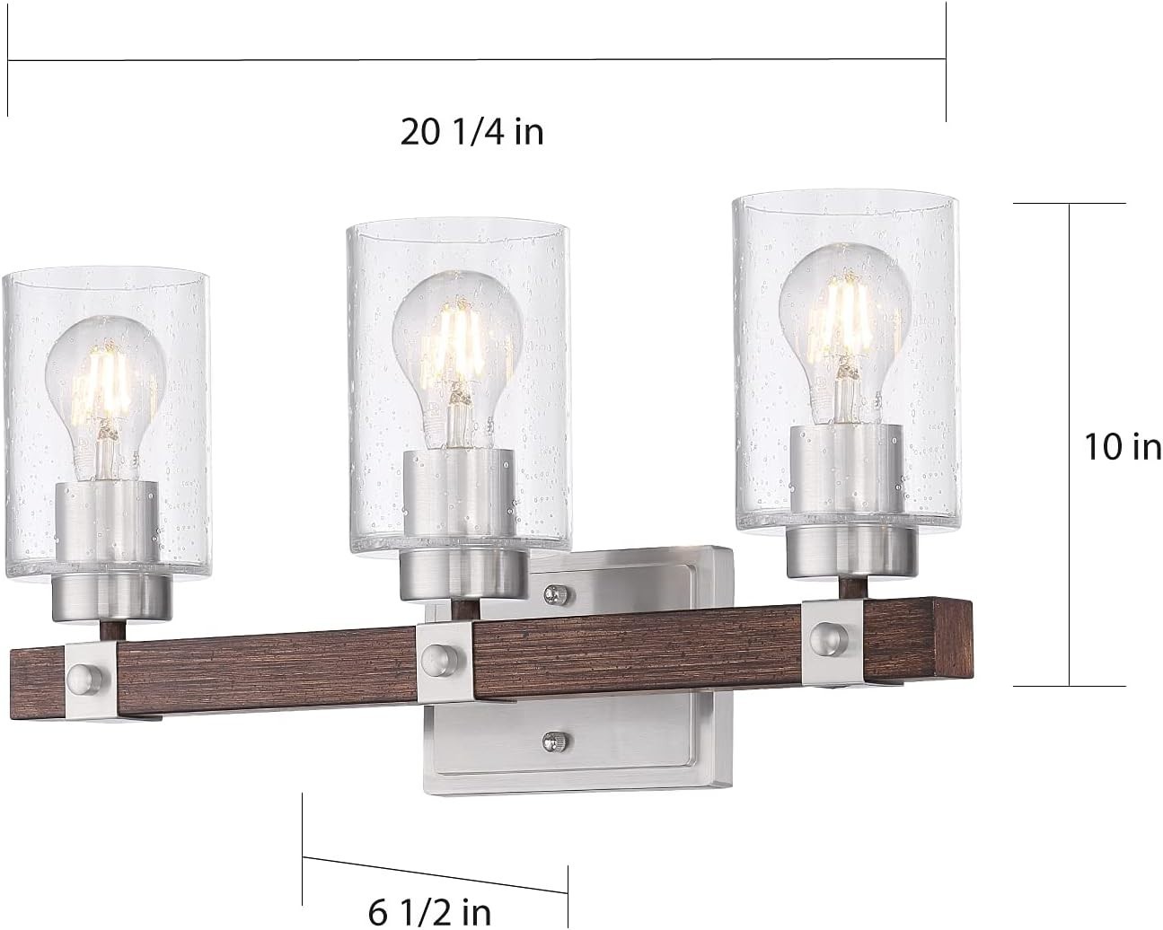 Nuvo 60/6963 - Arabel 3 Light Vanity Light - Brushed Nickel & Nutmeg Wood Finish