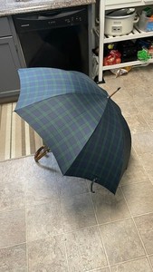 James Ince & Sons Gents Umbrella --Beechwood with Chestnut Handle, Tartan Fabric