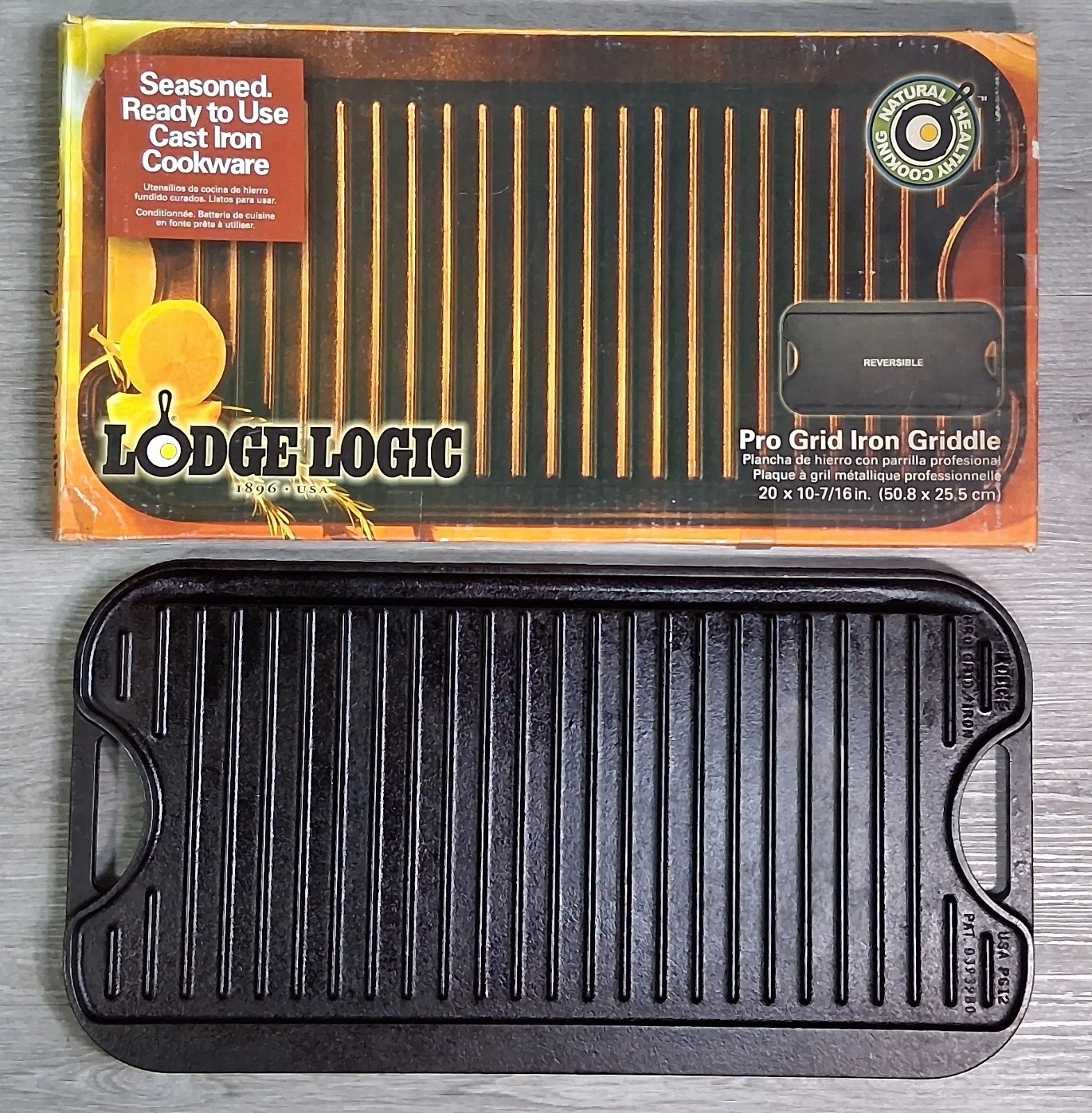 Lodge Logic 20 x 10-7/16” Pro Grid Reversible Cast Iron Grill - Seasoned