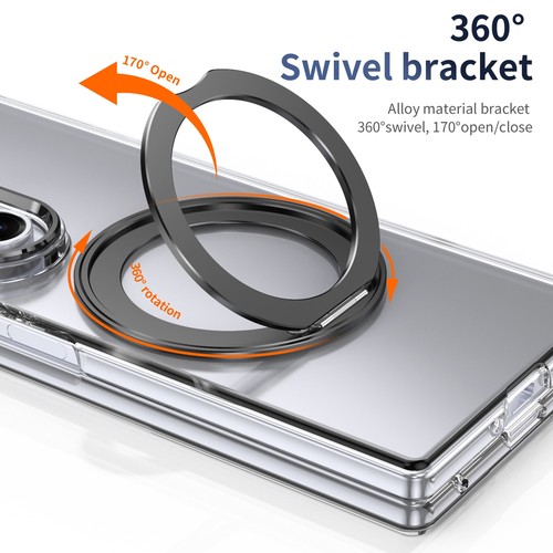 Transparent Rotating Stand Case with Glass Film For Samsung Galaxy Z Fold7/6/5/4 - 第 4/14 張圖片
