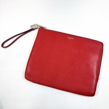 Coach Red Saffiano Leather Pouch Sleeve iPad Tablet Case Zip Around Pockets READ