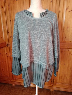 Kenny s leichter Pulli mit Longbluse /Tunika 2 tlg Set Gr. 40 olivgrün 