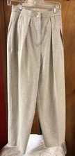 Oatmeal Escada Wool Pleated Vintage High Rise Pants Unlined Sz 38 W 30” In 28.5”