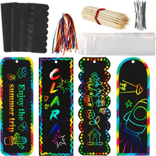 36 Sets Scratch Art Bookmarks DIY Kit Rainbow Scratch Paper Craft Party Favors
