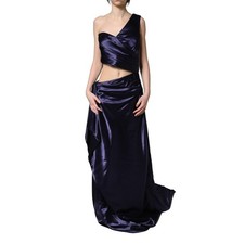DOLCE & GABBANA Dress Navy Blue One Shoulder Evening Gown IT40/US6/S RRP 9380usd