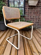 Mid-Century White Metal & Wicker Chair - Rattan Chair