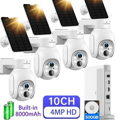 4MP WiFi Security Camera System Battery Solar Panel Wireless 2Way Talk Pan-Tilt