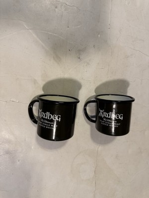 Ardbeg Scotch Whiskey (2 Black Enamel Tin Cup Islay Single Malt Scotch Metal Tin
